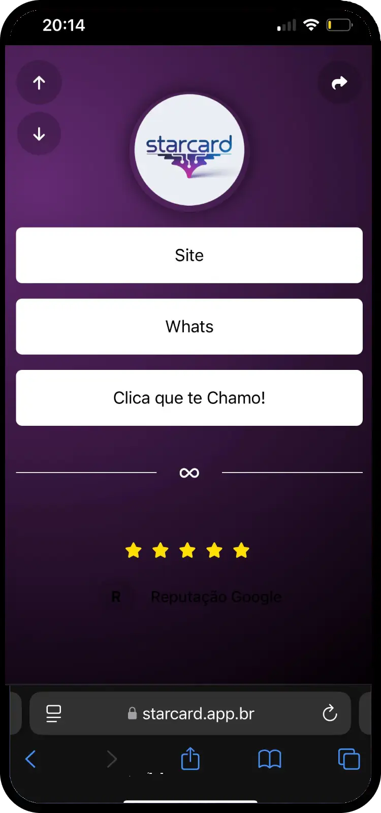 Captura de tela de exemplos de páginas biolink